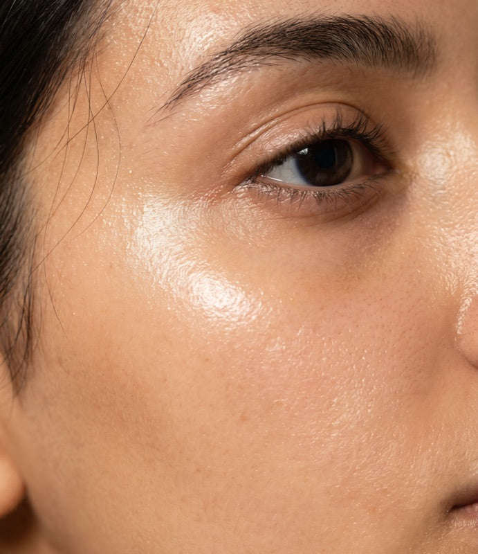 Close-up of dewy, glowing skin — dewybie Glutathione Hydration Serum result