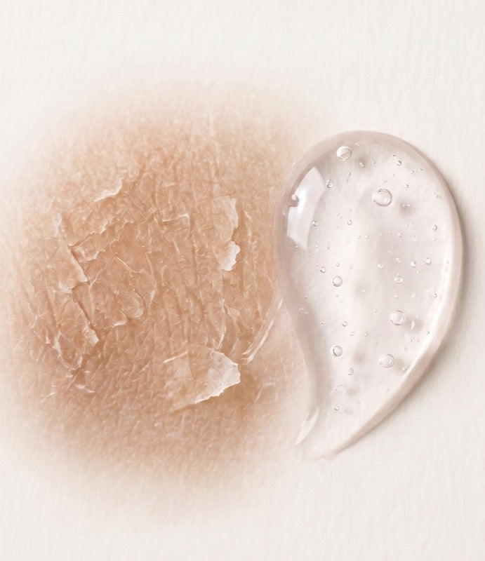 Serum and gel texture for glass-skin hydration